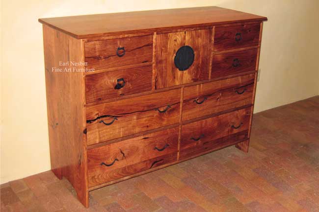 custom made solid mesquite bedroom dresser with all doors and drawers closed
